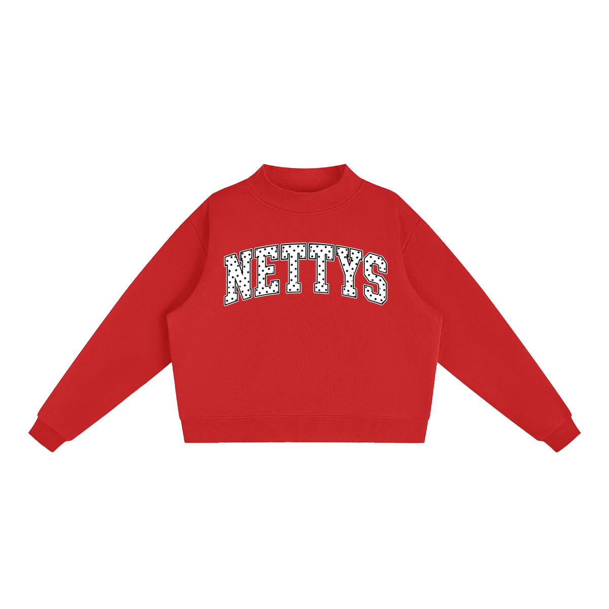 Nettys B&W Polka Dot Fleece Mock-Neck