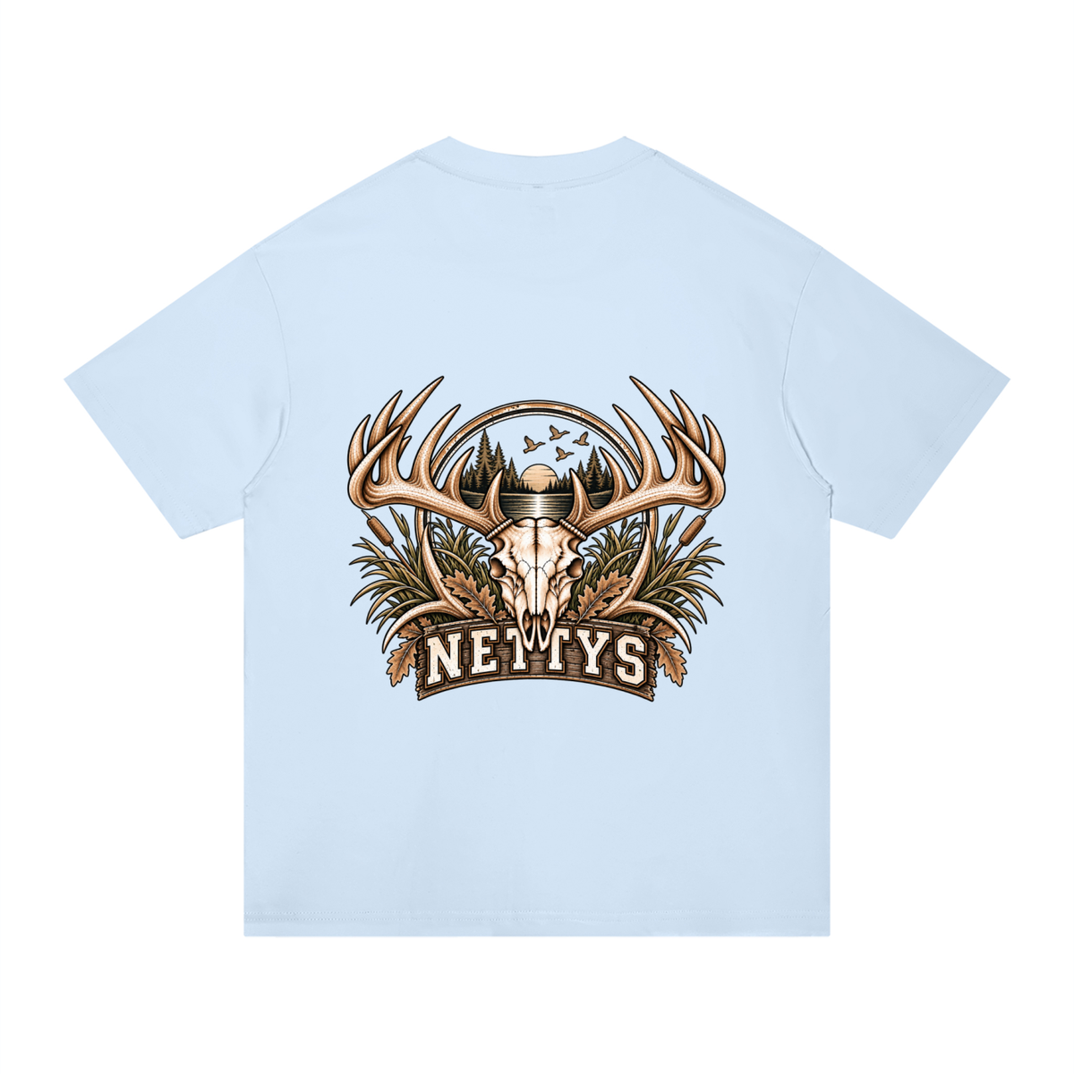 Nettys Mens Deer Skull Regular Fit Cotton T-Shirt