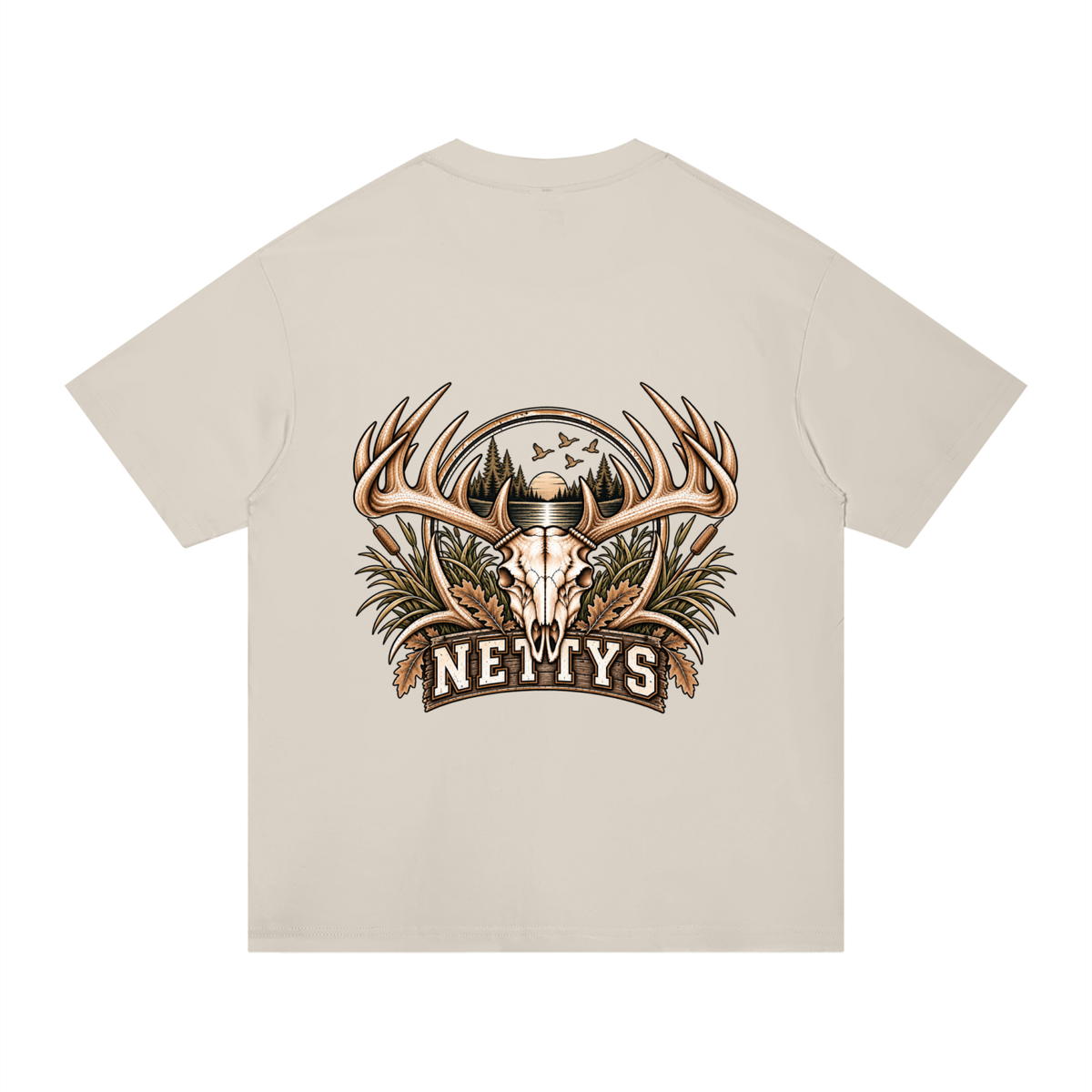 Nettys Mens Deer Skull Regular Fit Cotton T-Shirt
