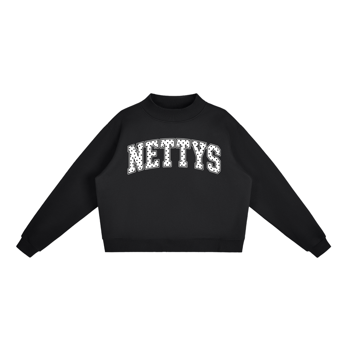 Nettys B&W Polka Dot Fleece Mock-Neck
