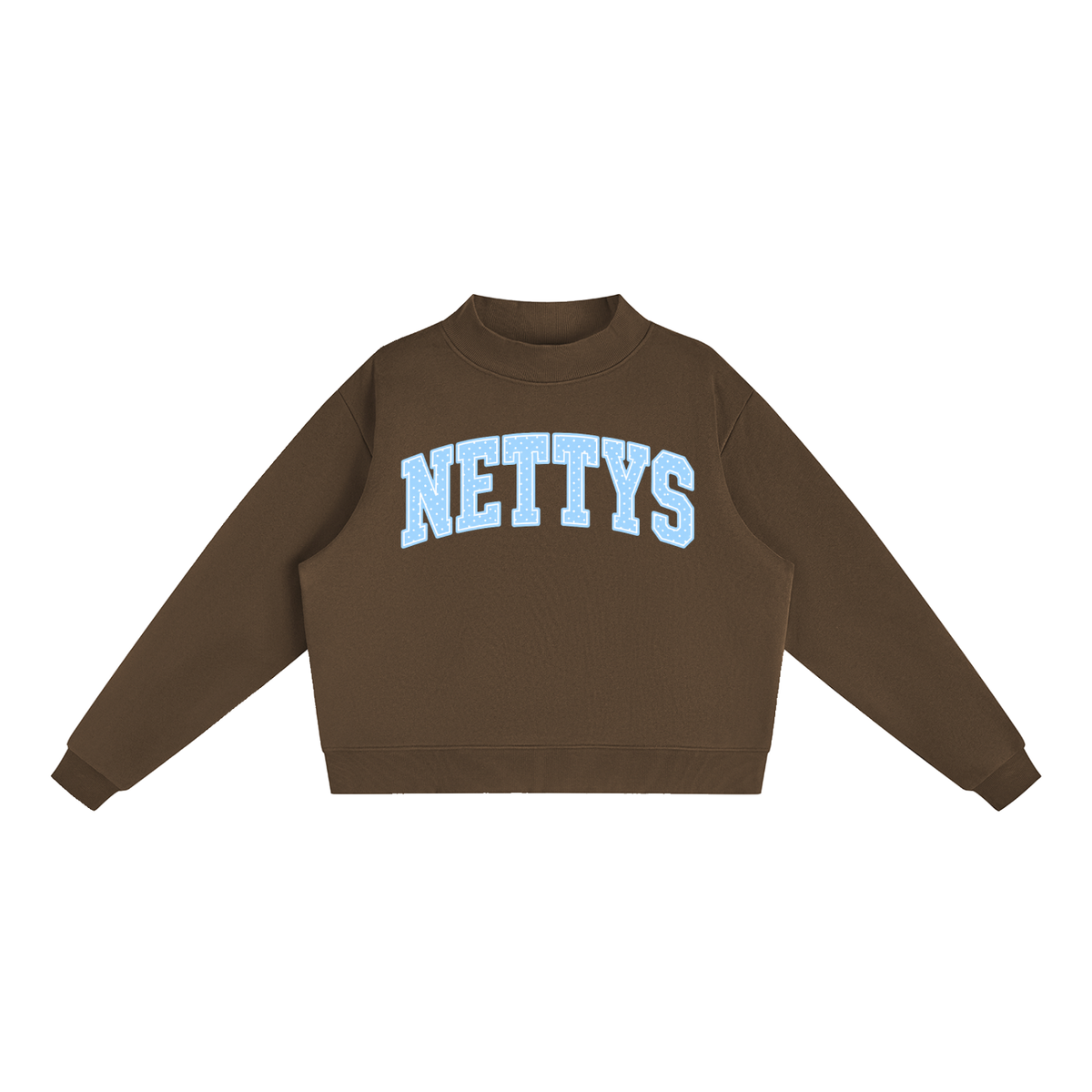 Nettys Blue & White Polka Dot Fleece Mock-Neck
