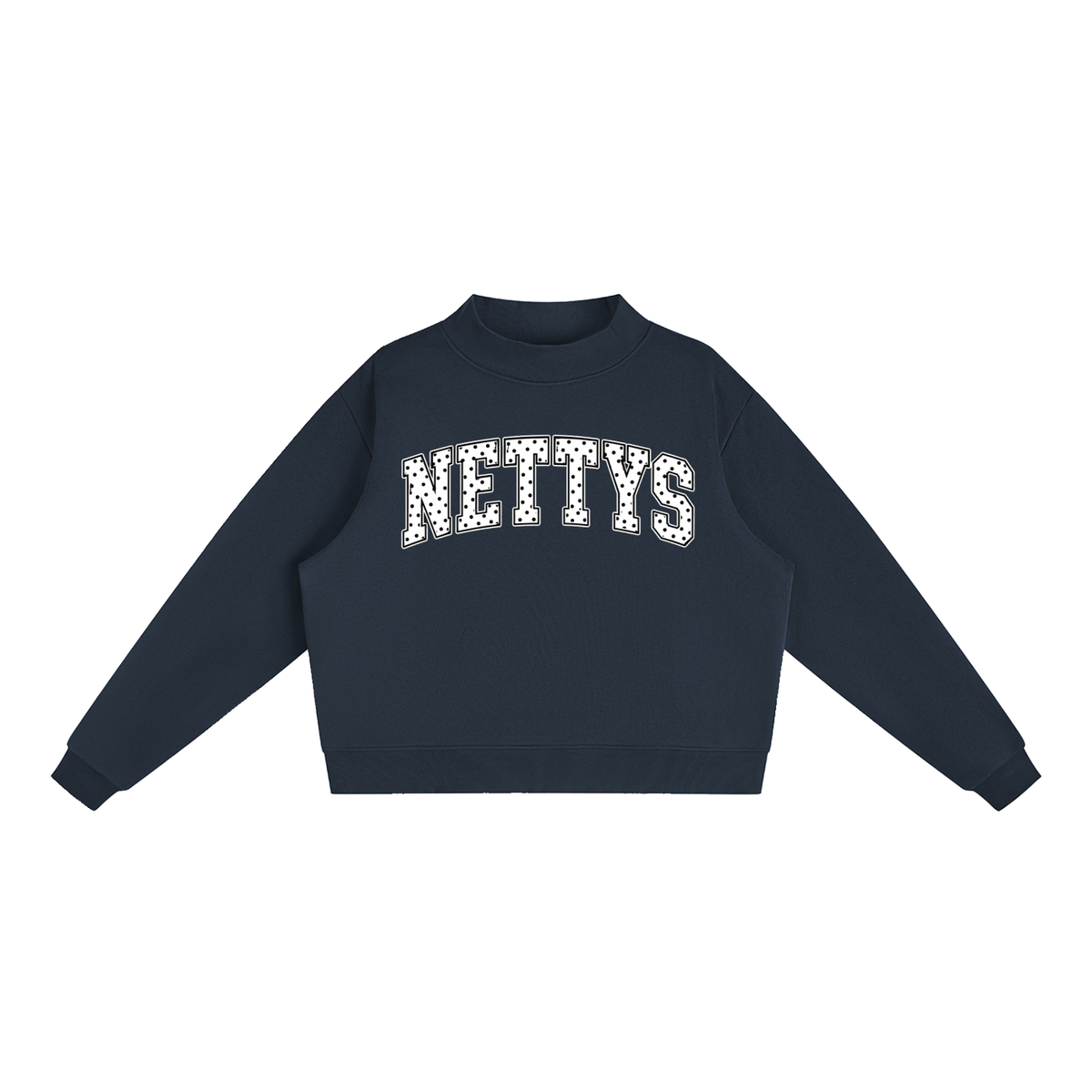 Nettys B&W Polka Dot Fleece Mock-Neck