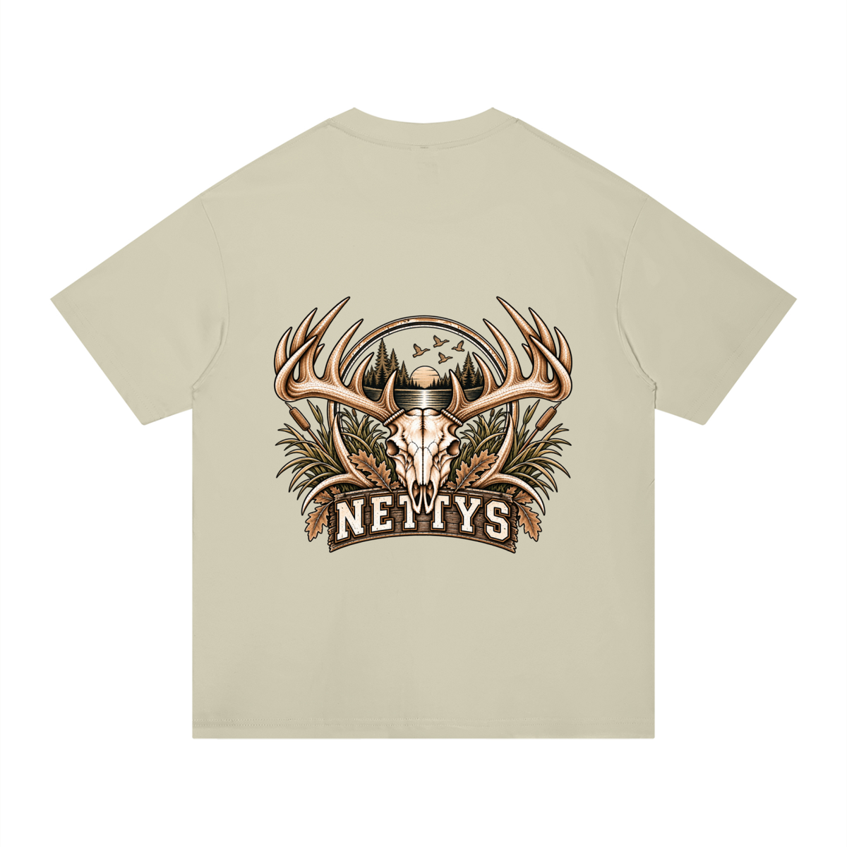 Nettys Mens Deer Skull Regular Fit Cotton T-Shirt
