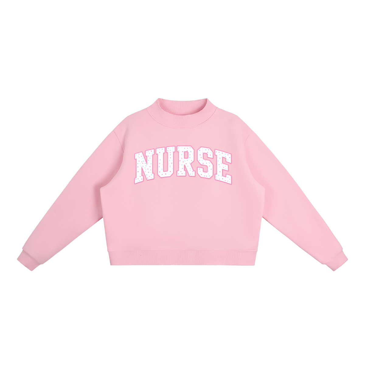 Nettys Nurse Polka Dot Fleece Mock-Neck