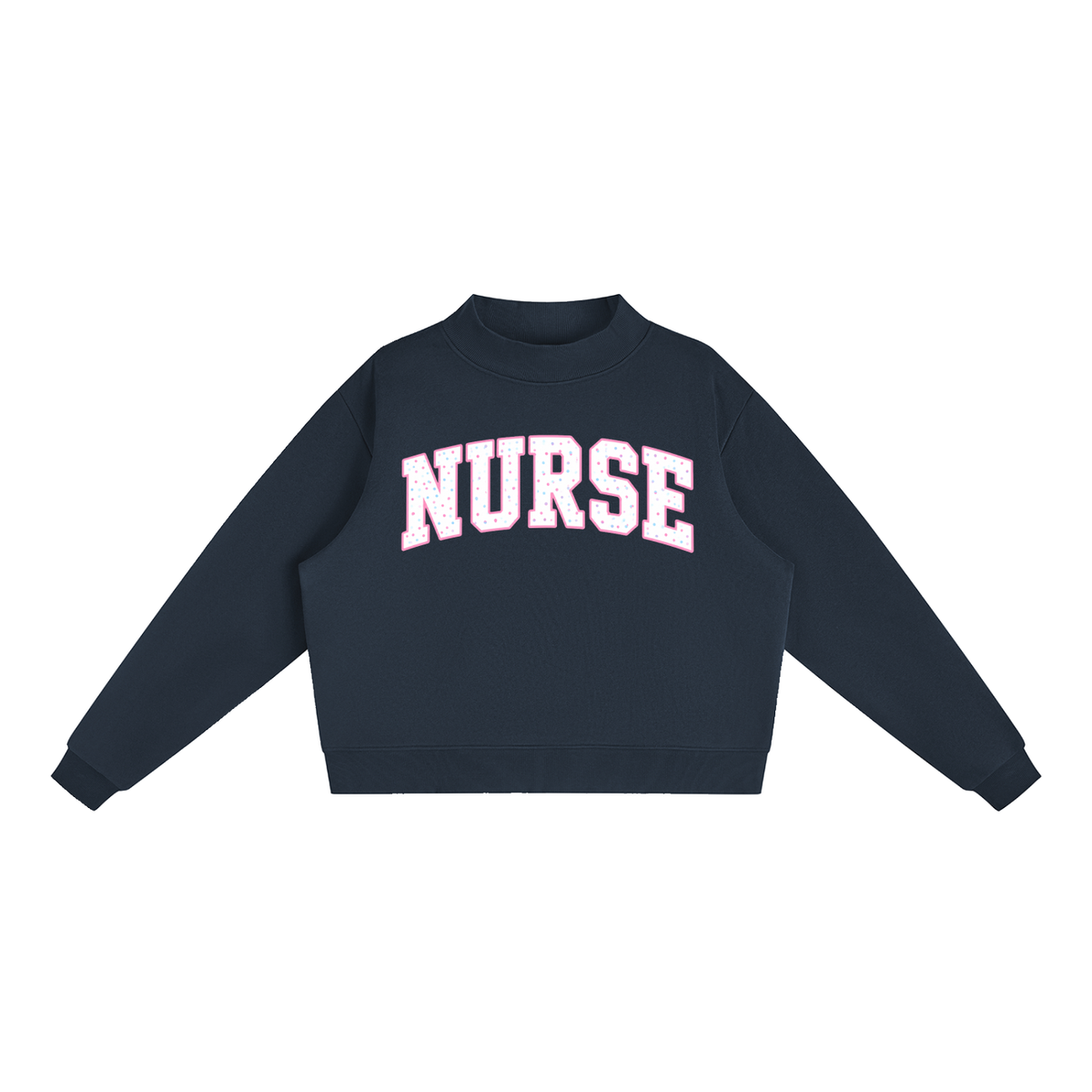 Nettys Nurse Polka Dot Fleece Mock-Neck
