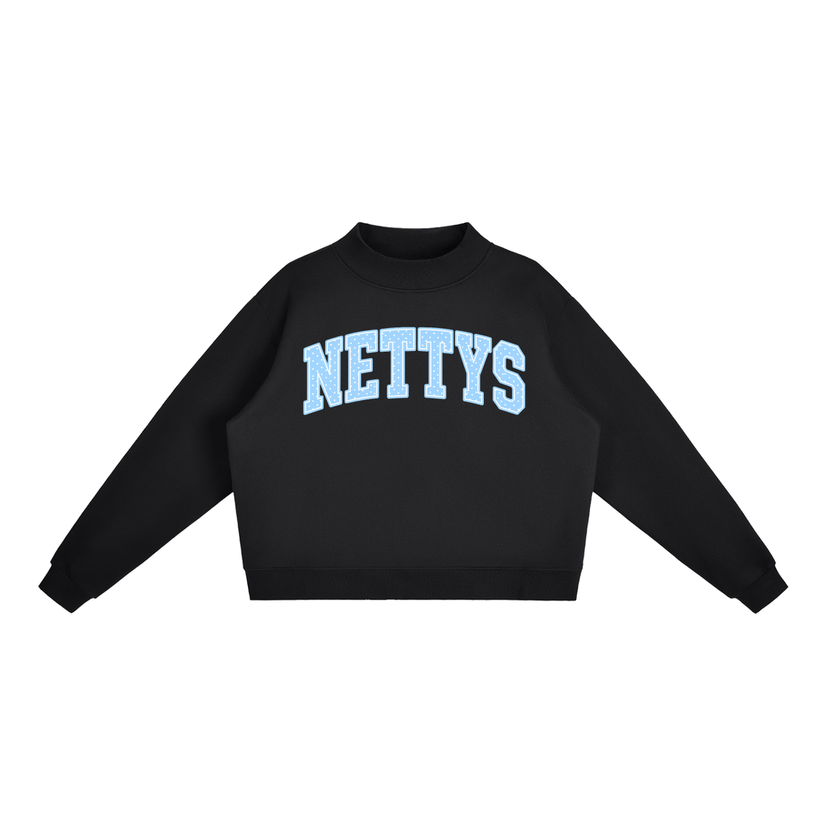 Nettys Blue & White Polka Dot Fleece Mock-Neck