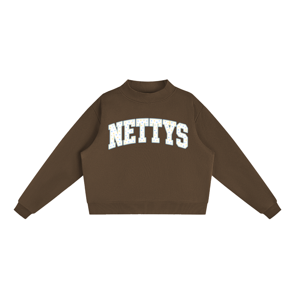 Nettys Yellow & Blue Polka Dot  Fleece Mock-Neck