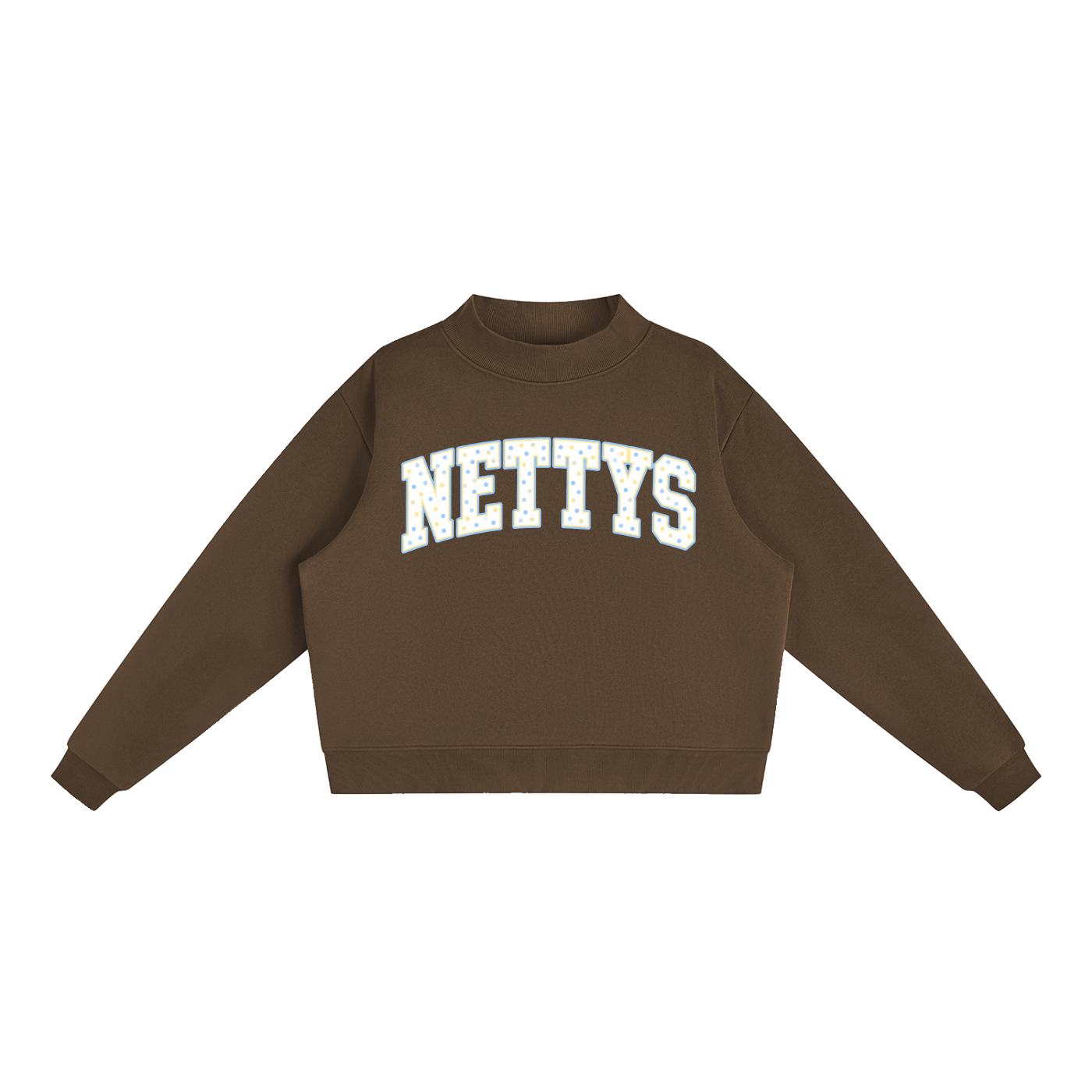 Nettys Yellow & Blue Polka Dot  Fleece Mock-Neck