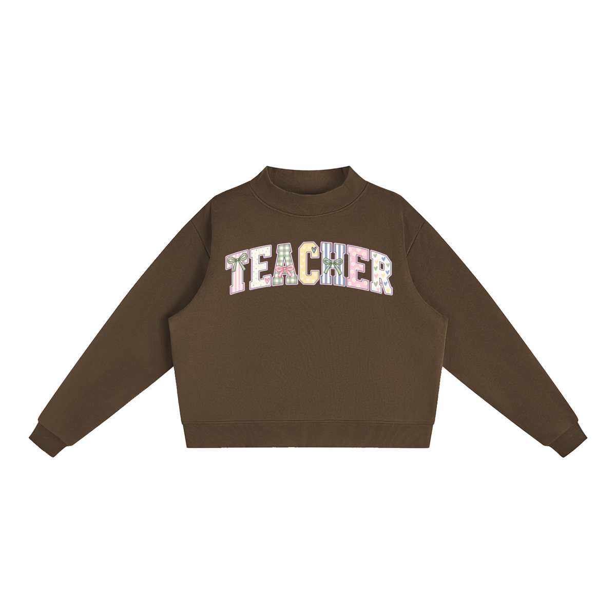 Nettys Teacher Print Fleece Mock-Neck