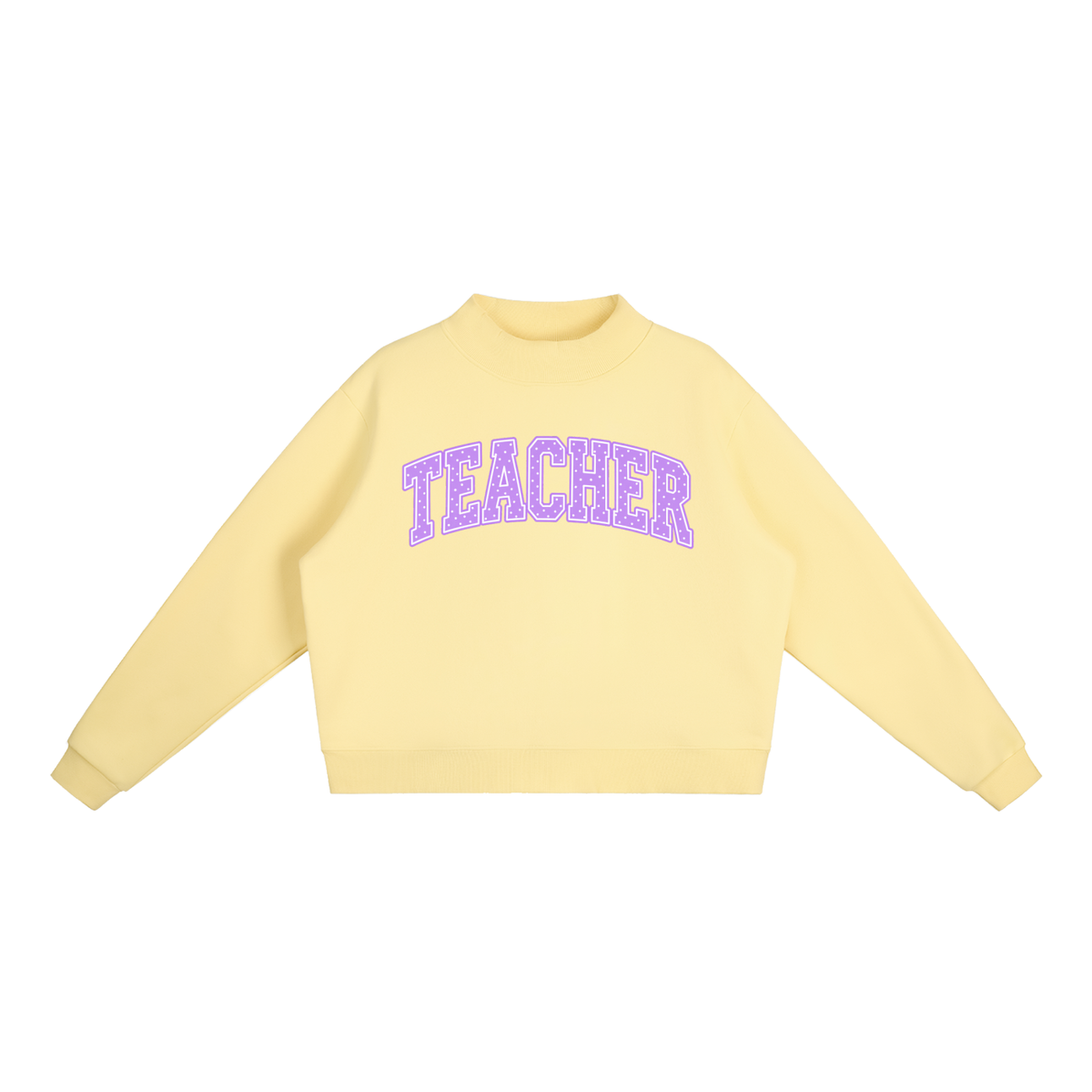 Nettys Teacher Purple & White Polka Dot Fleece Mock-Neck