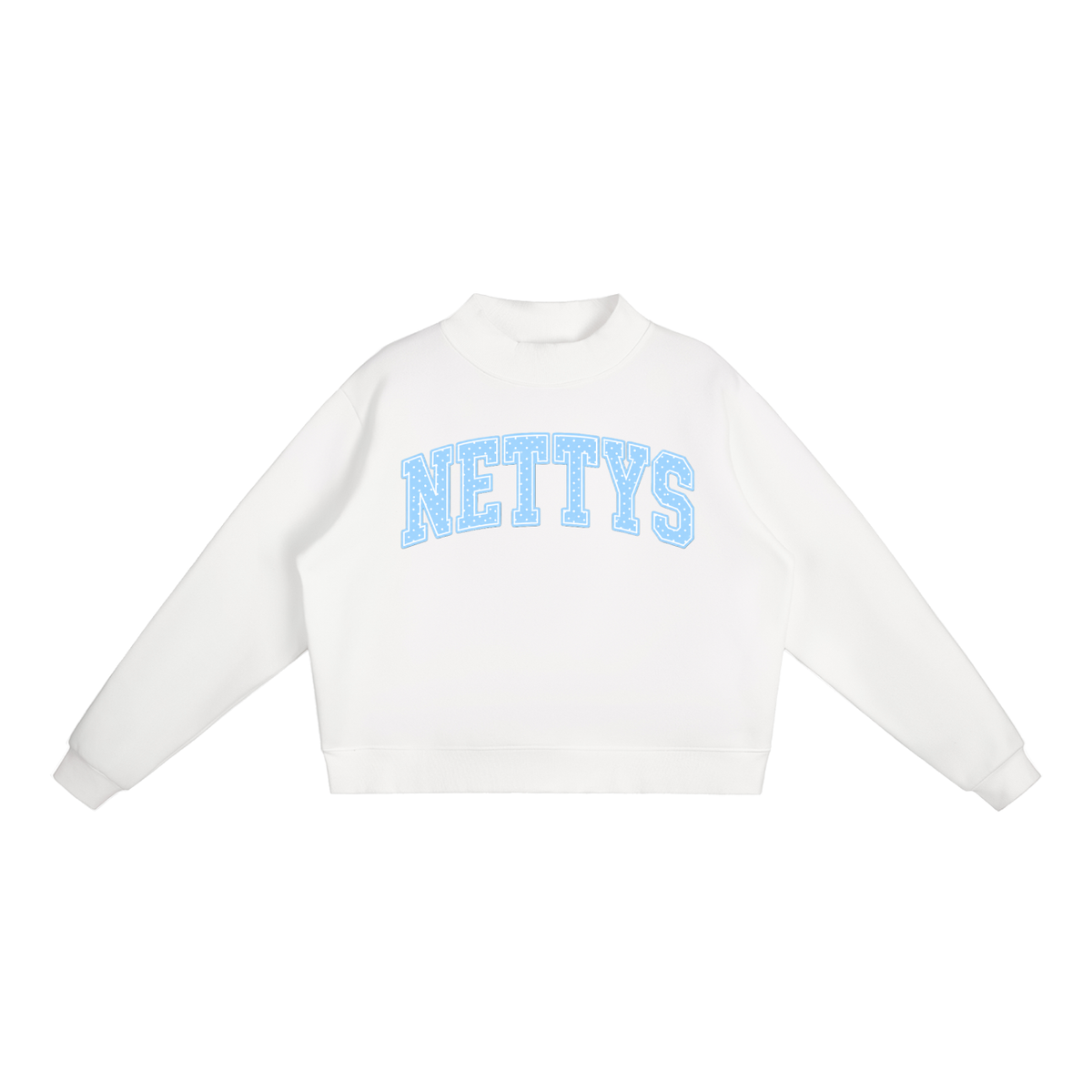 Nettys Blue & White Polka Dot Fleece Mock-Neck
