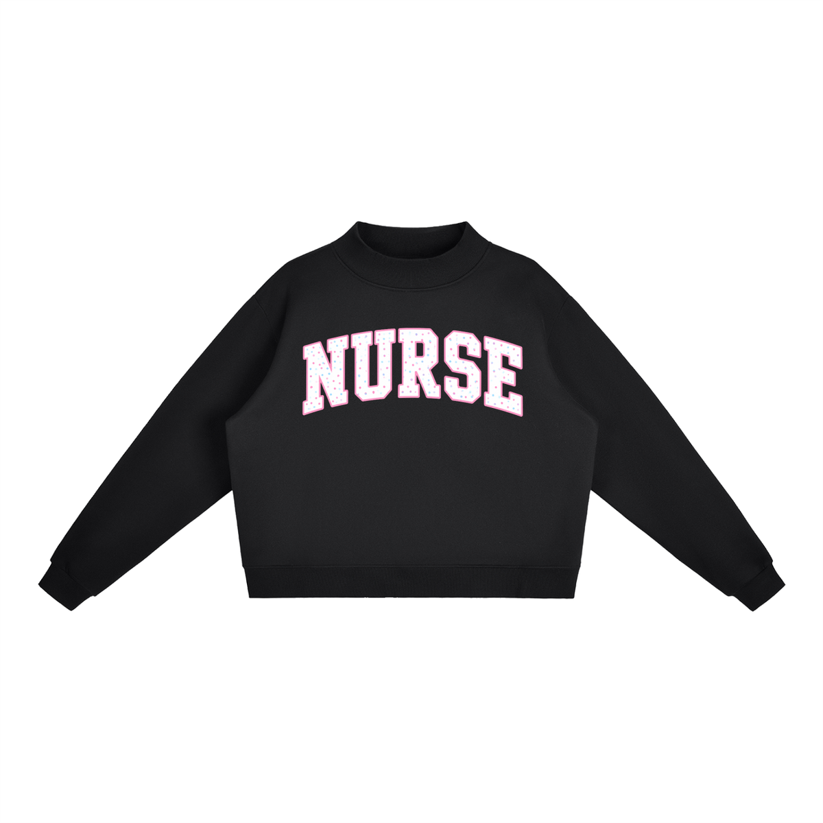 Nettys Nurse Polka Dot Fleece Mock-Neck