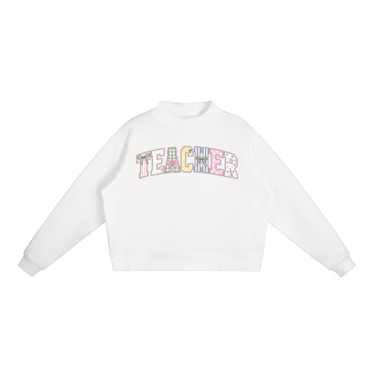 Nettys Teacher Print Fleece Mock-Neck