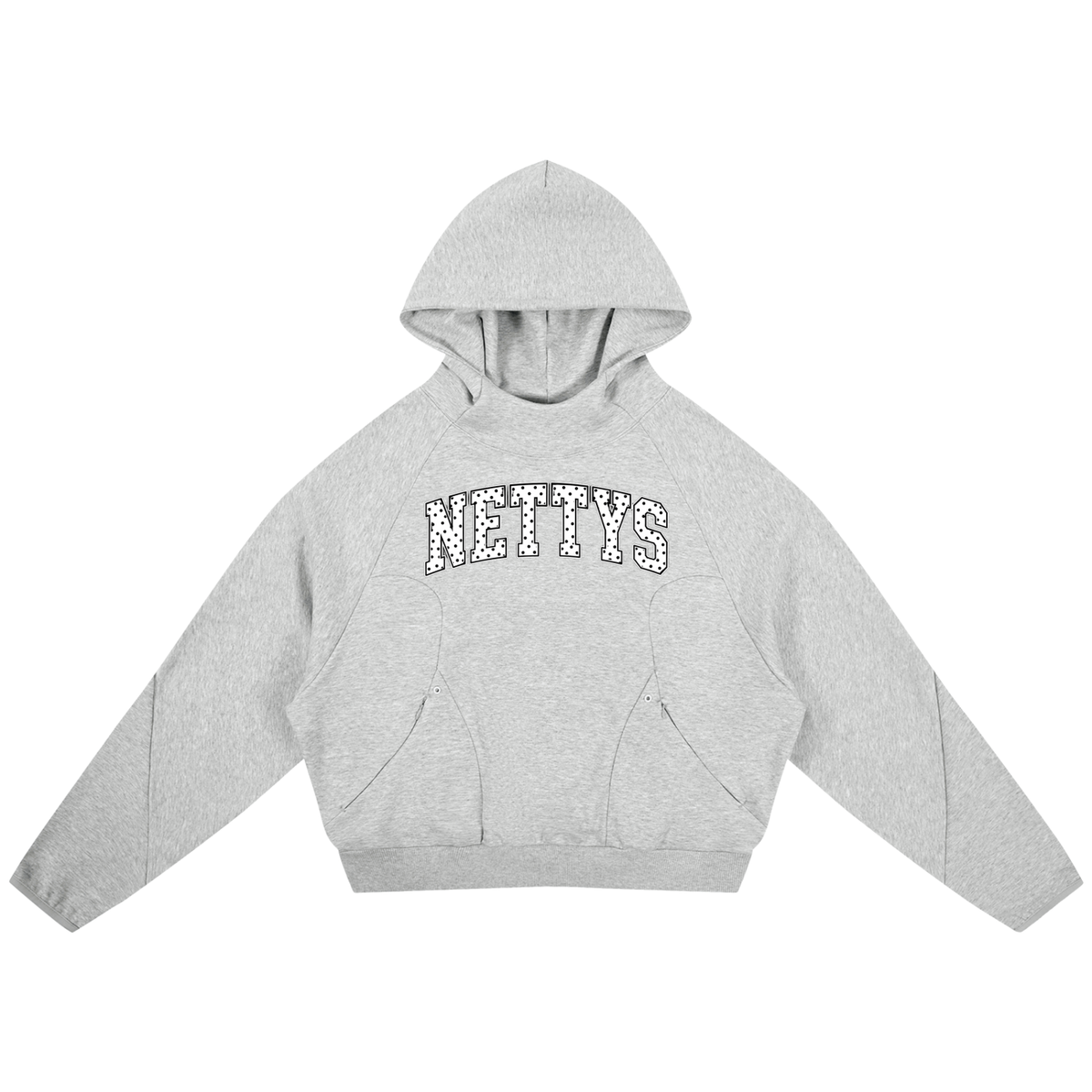 Nettys B&W Polka Dot Curved Panel Raglan Hoodie