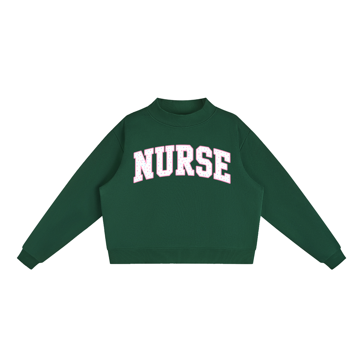 Nettys Nurse Polka Dot Fleece Mock-Neck