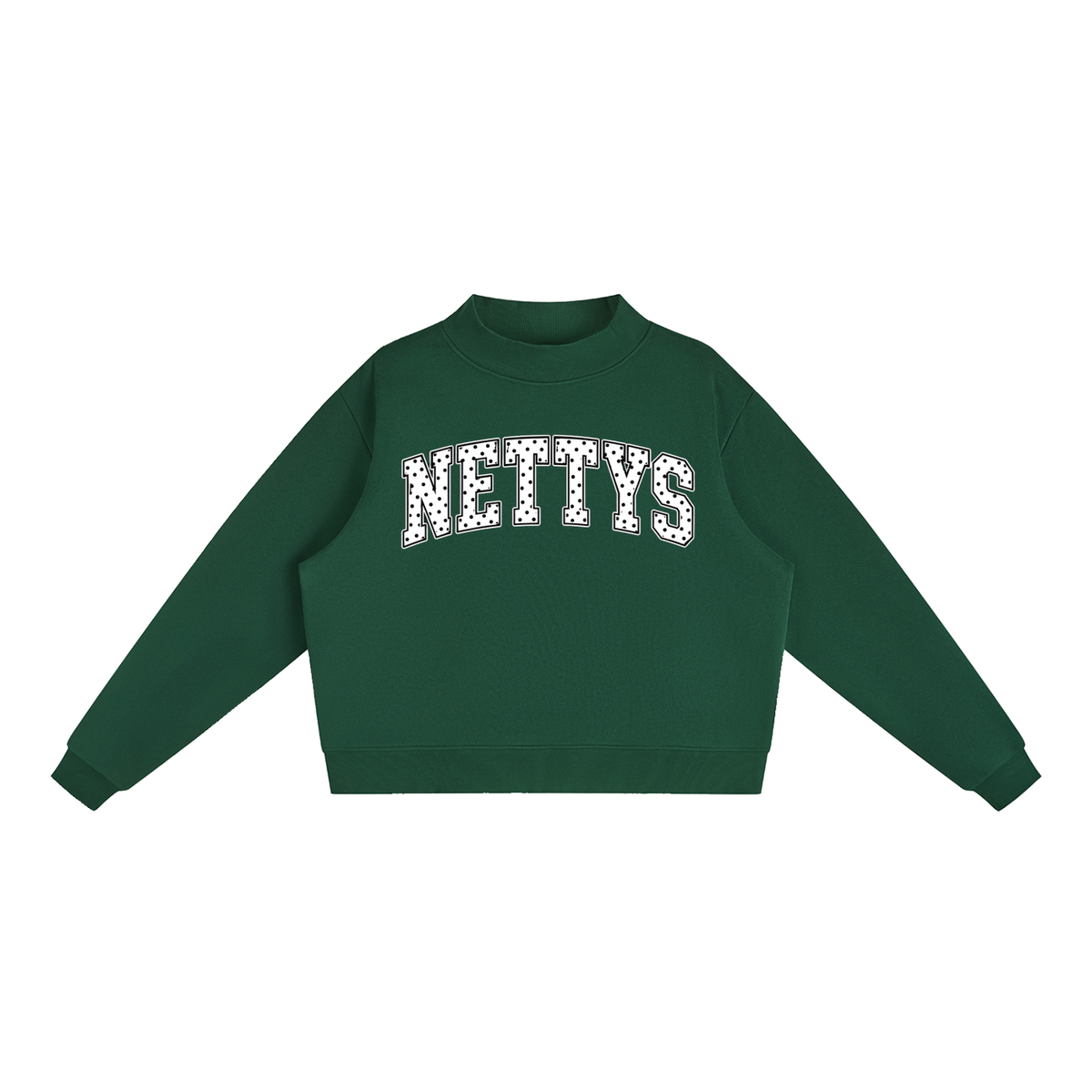 Nettys B&W Polka Dot Fleece Mock-Neck