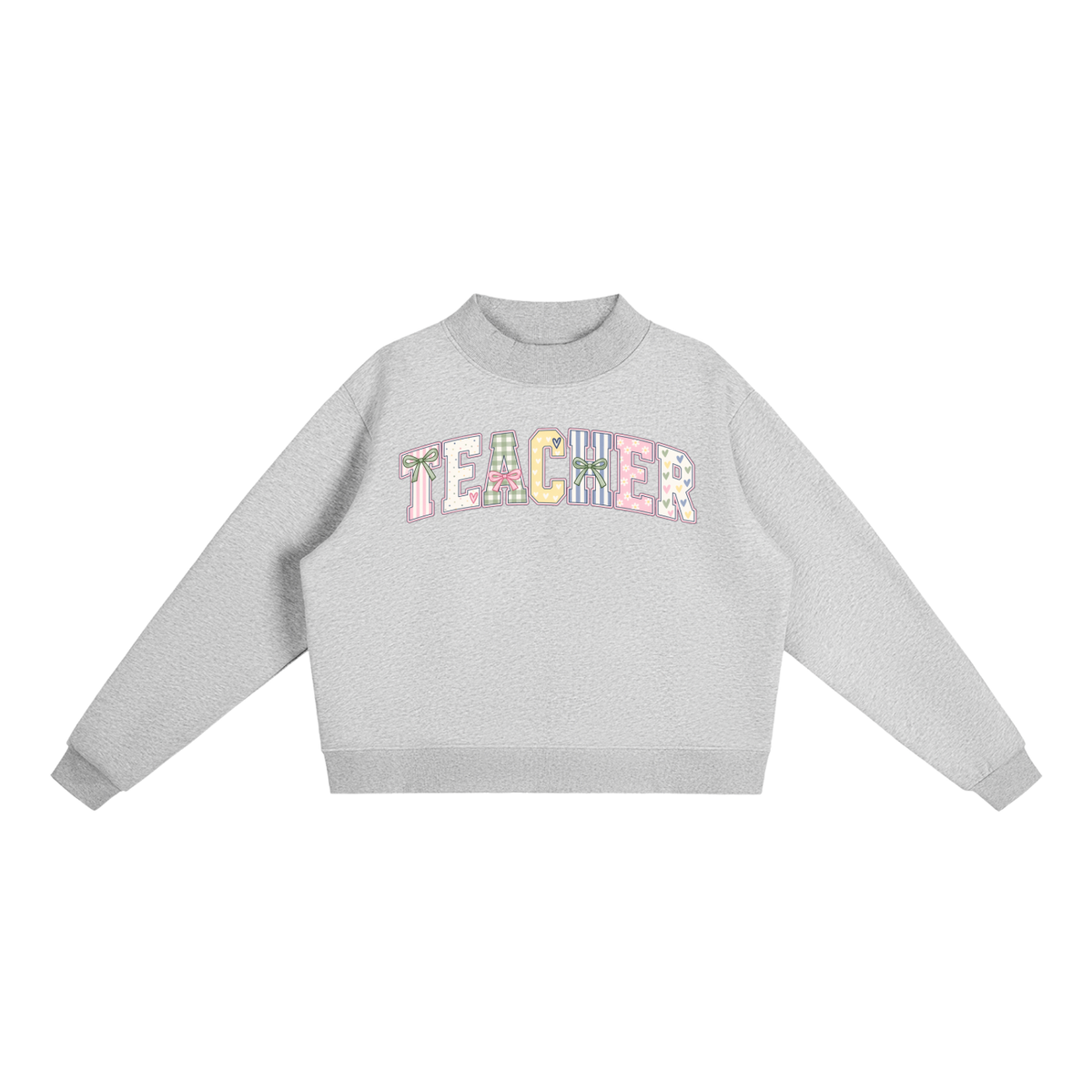 Nettys Teacher Print Fleece Mock-Neck