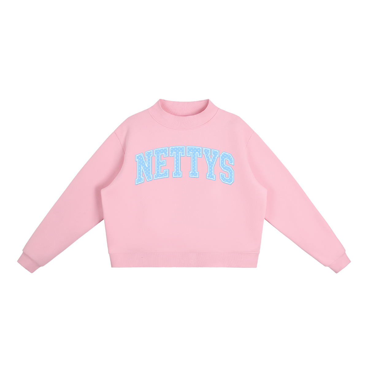 Nettys Blue & White Polka Dot Fleece Mock-Neck