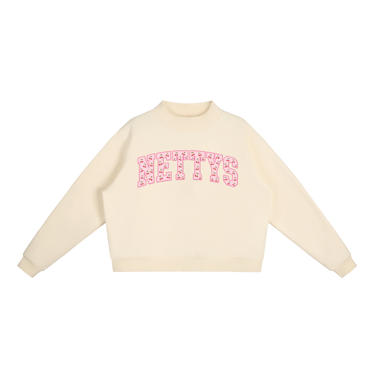Nettys Cherry Fleece Mock-Neck
