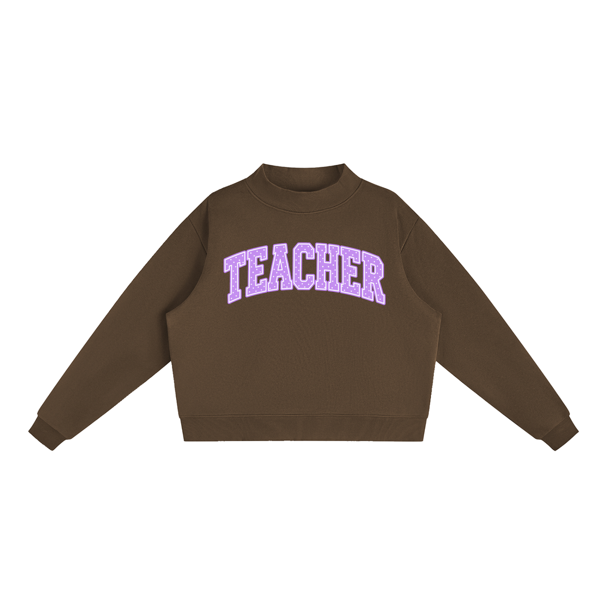 Nettys Teacher Purple & White Polka Dot Fleece Mock-Neck