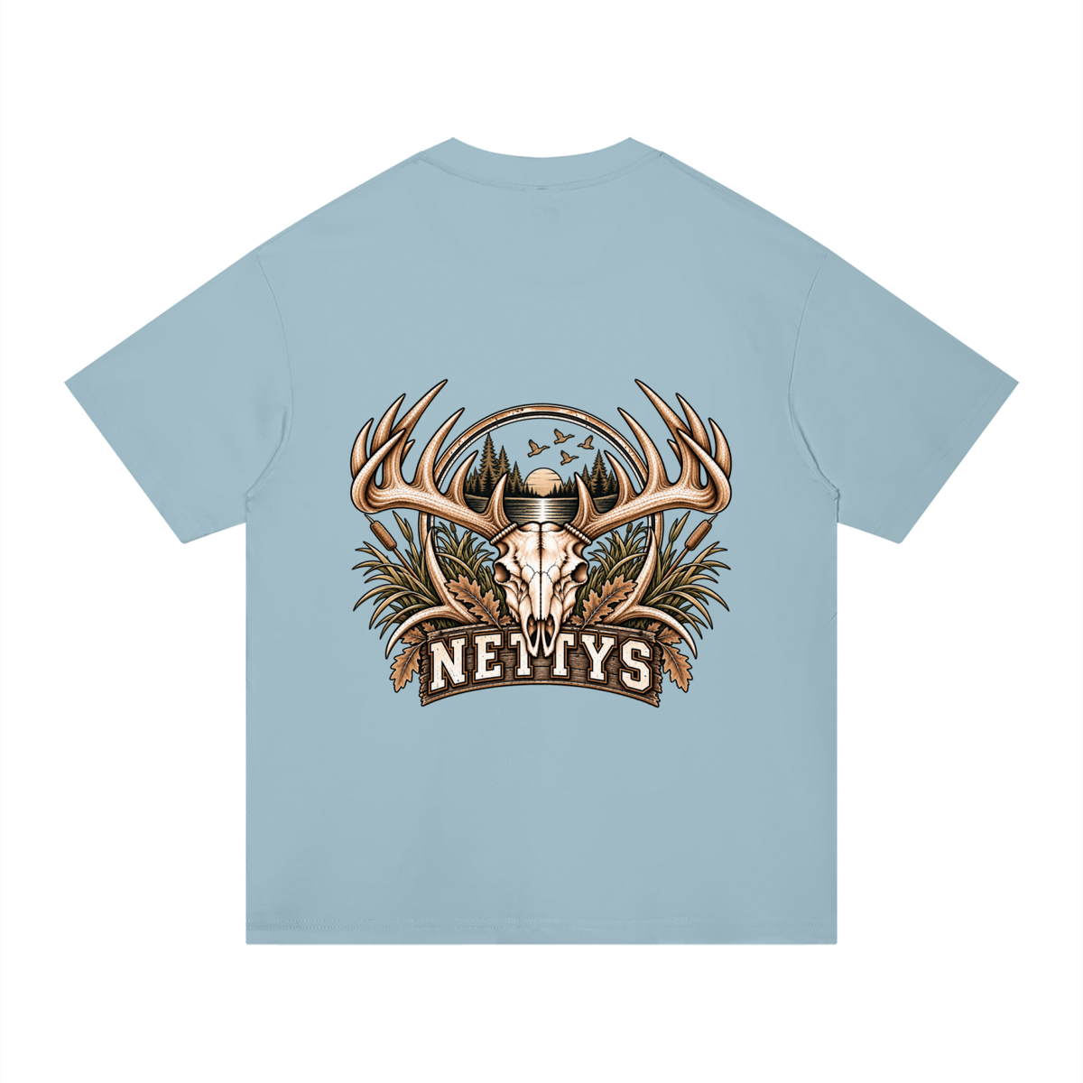 Nettys Mens Deer Skull Regular Fit Cotton T-Shirt