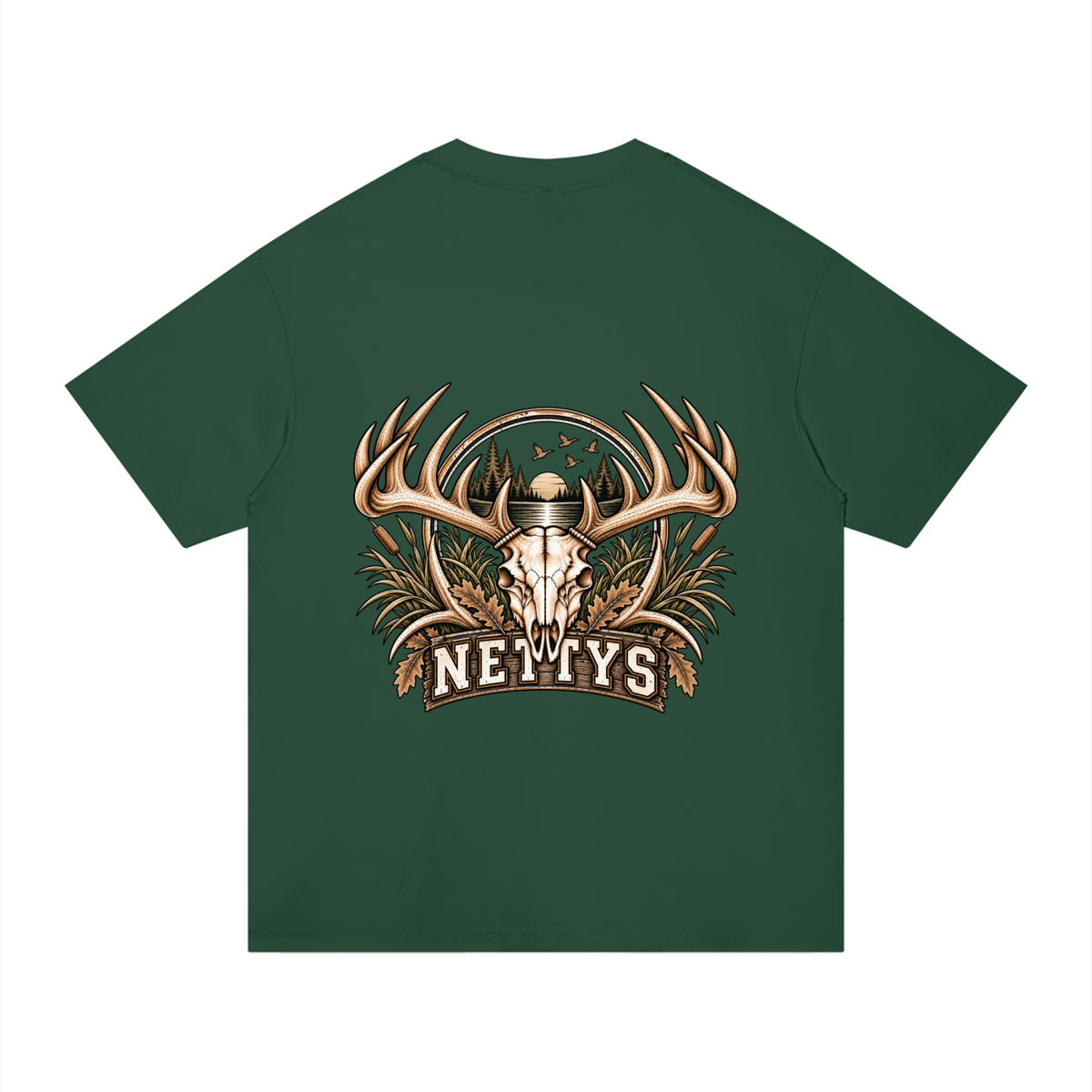 Nettys Mens Deer Skull Regular Fit Cotton T-Shirt