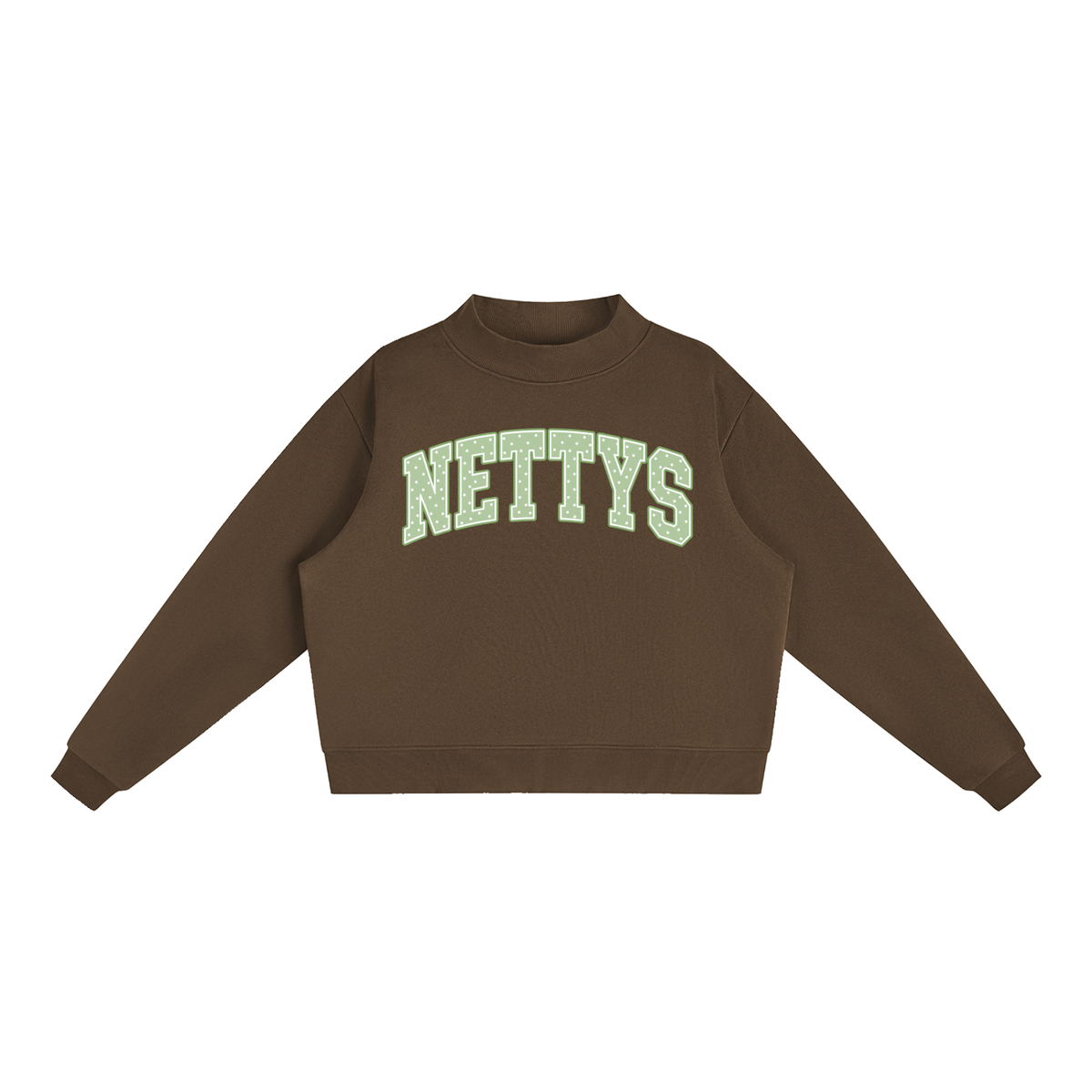 Nettys Green & White Polka Dot Fleece Mock-Neck