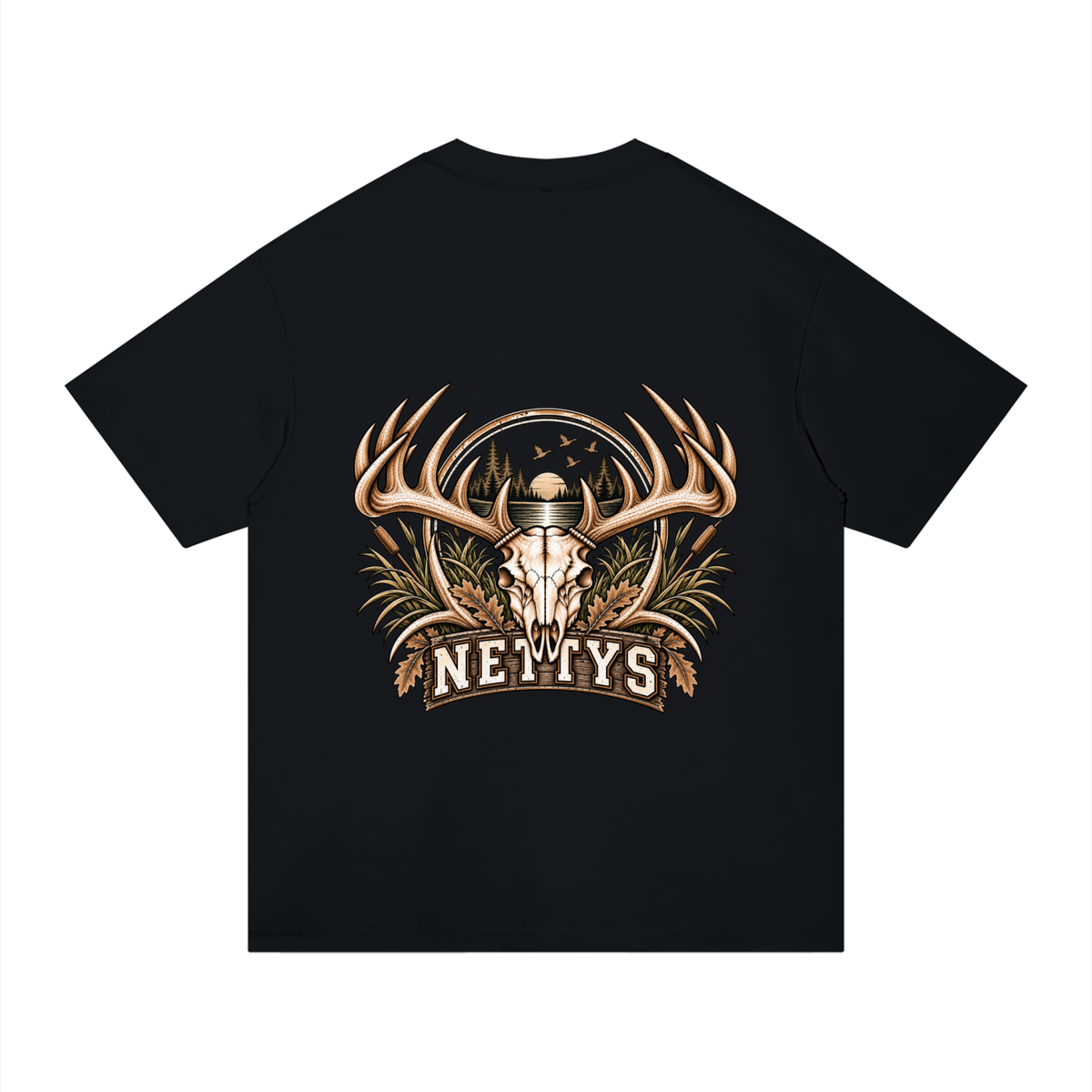 Nettys Mens Deer Skull Regular Fit Cotton T-Shirt