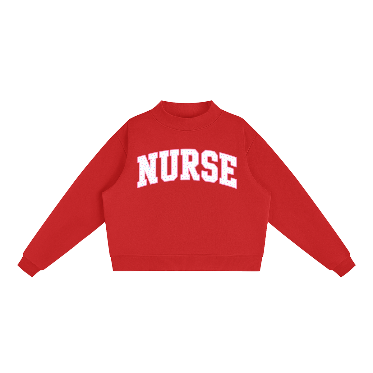 Nettys Nurse Polka Dot Fleece Mock-Neck