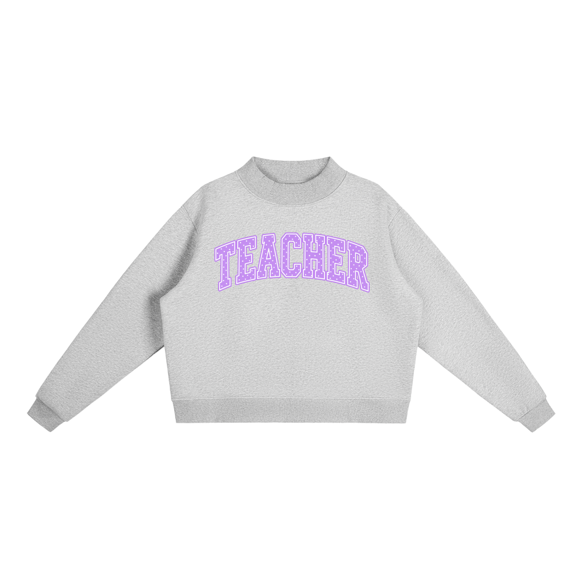 Nettys Teacher Purple & White Polka Dot Fleece Mock-Neck