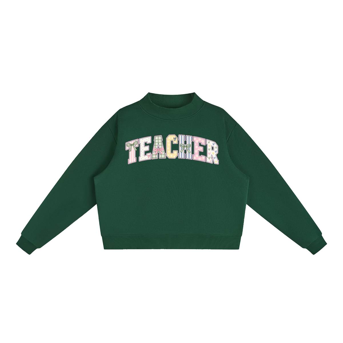 Nettys Teacher Print Fleece Mock-Neck