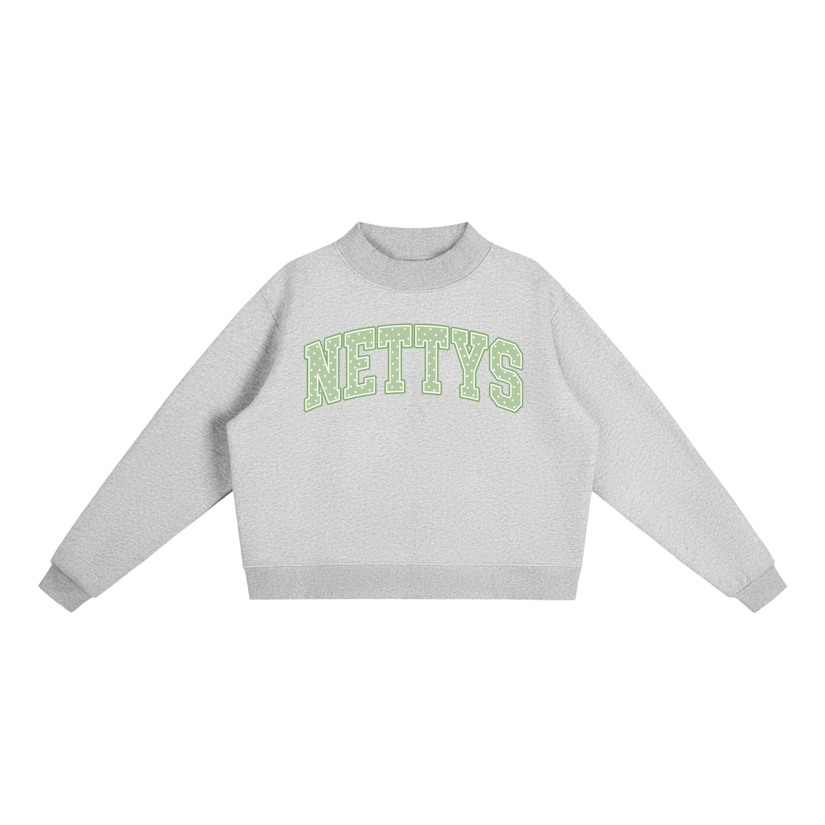 Nettys Green & White Polka Dot Fleece Mock-Neck