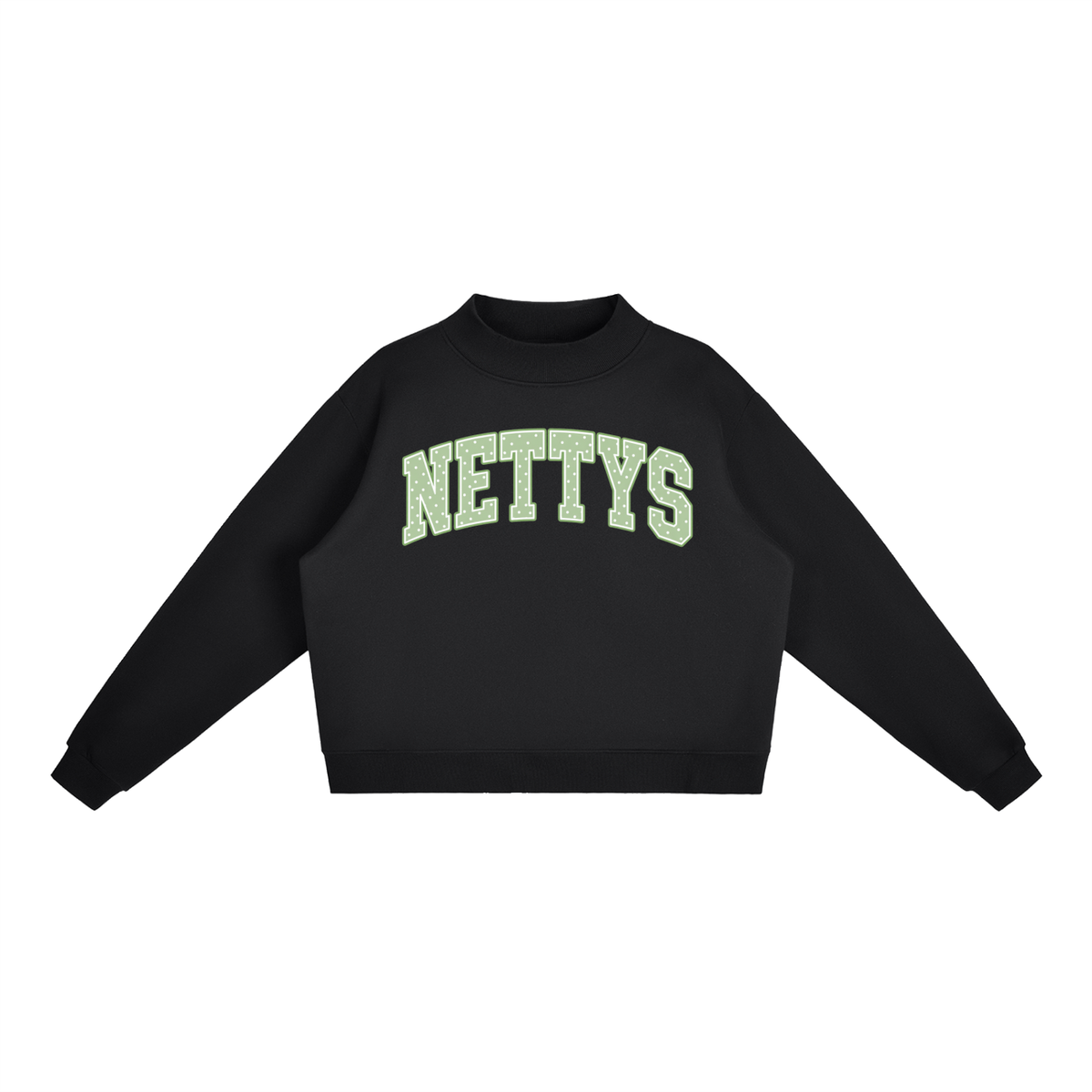 Nettys Green & White Polka Dot Fleece Mock-Neck