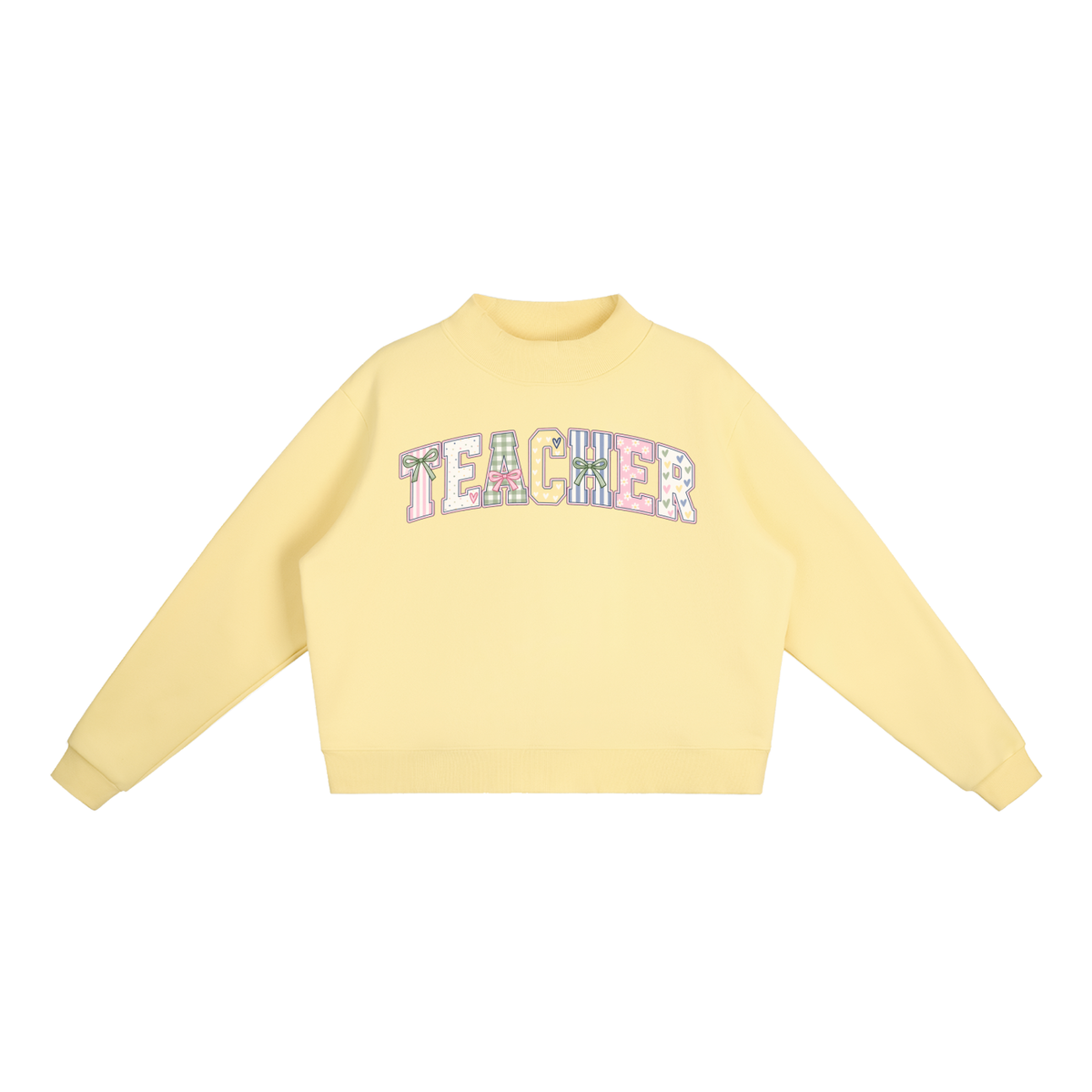 Nettys Teacher Print Fleece Mock-Neck