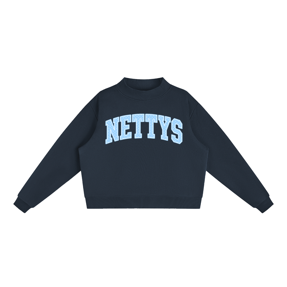 Nettys Blue & White Polka Dot Fleece Mock-Neck