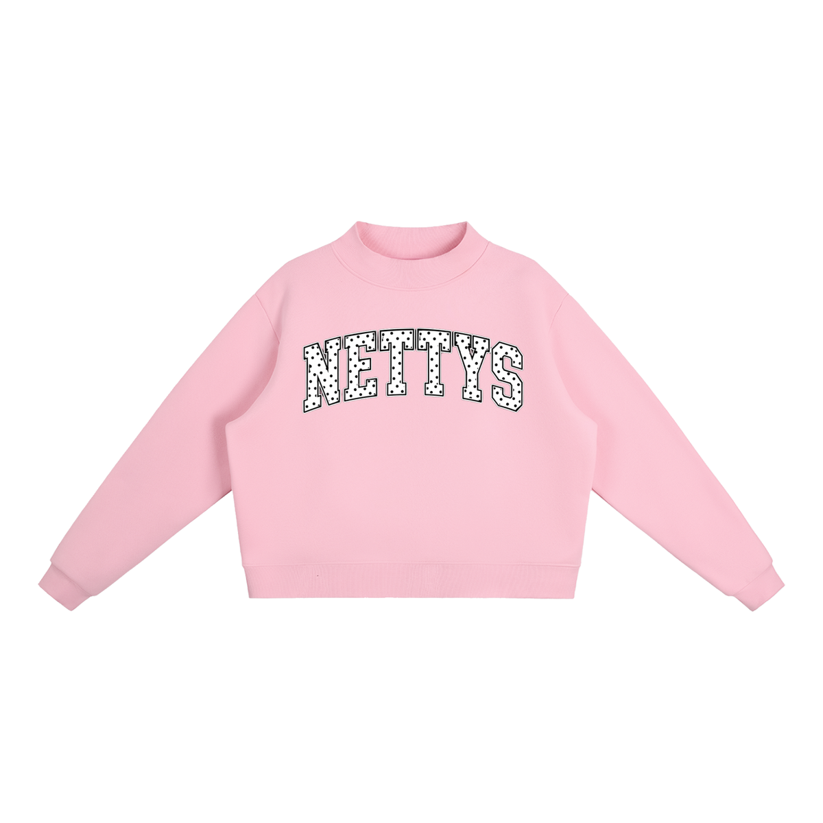 Nettys B&W Polka Dot Fleece Mock-Neck