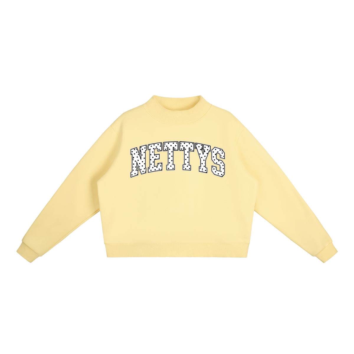 Nettys B&W Polka Dot Fleece Mock-Neck