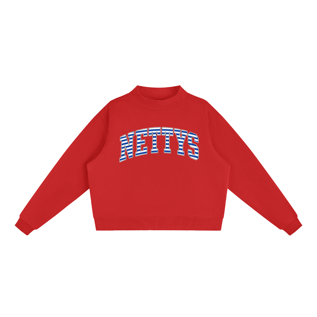 Nettys Striped Fleece Mock-Neck