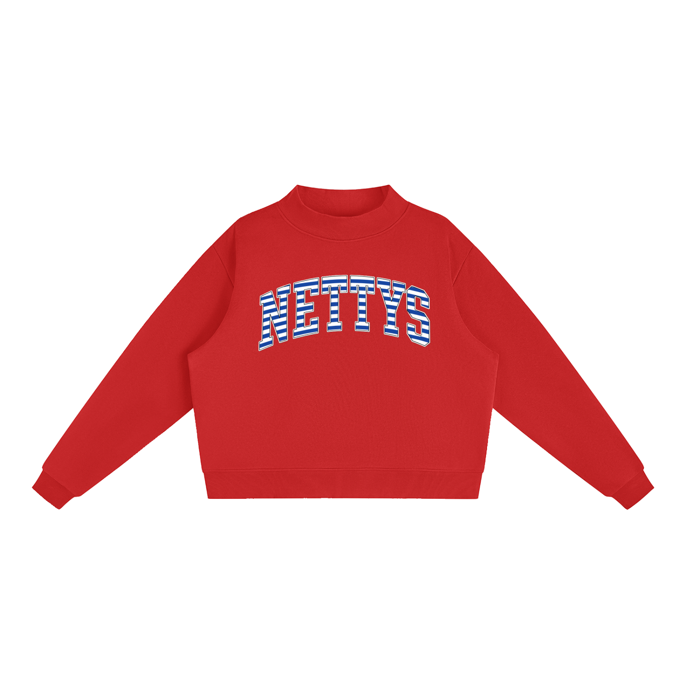 Nettys Striped Fleece Mock-Neck