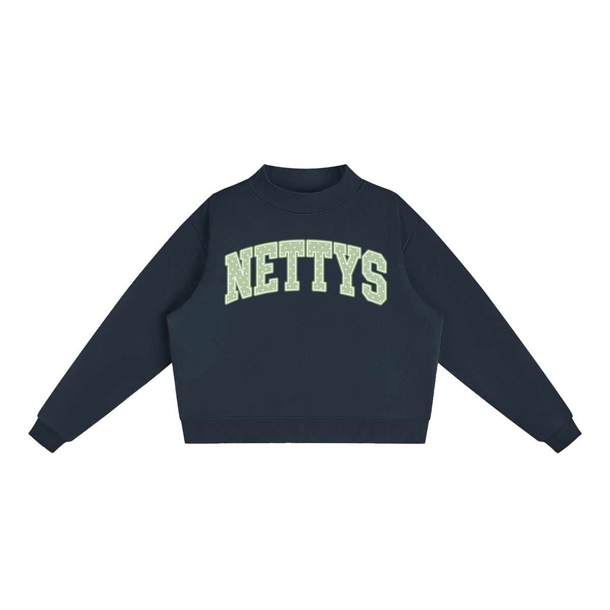 Nettys Green & White Polka Dot Fleece Mock-Neck